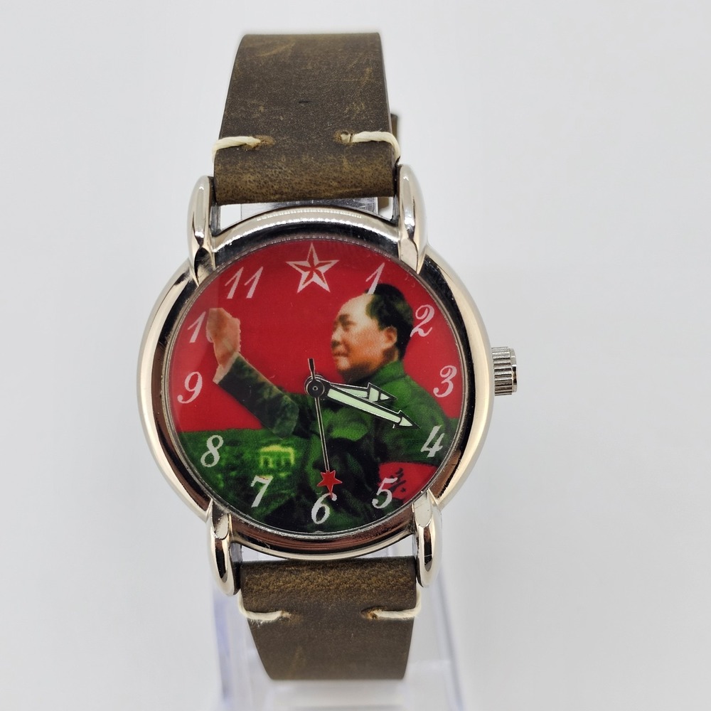 Chairman Mao Zedong Mechanical Watch 36MM Waving Hand WORKING New Leather Bands